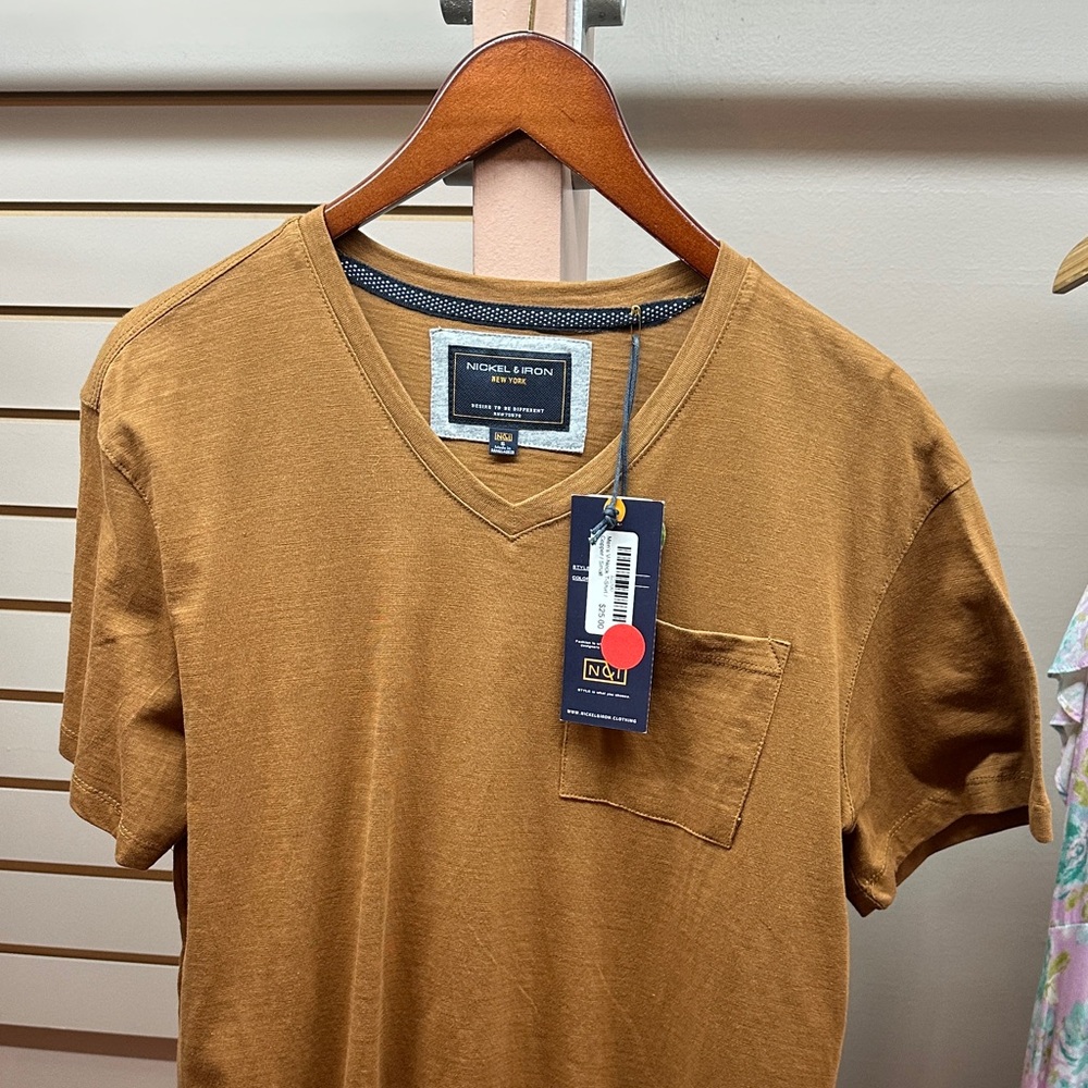 Nickel & Iron New York Men's Brown V-Neck Shirt